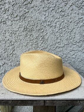 Vintage Fiesta Men's Straw Fedora Hat with Brown Leather Band Golf Outdoor XL